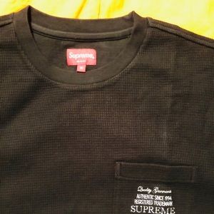 SUPREME BLACK POCKET WAFFLE SHIRT